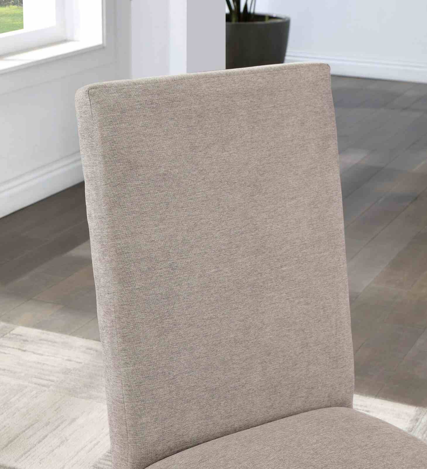 Transitional Style 2pc Side Chair Pleated Back Upholstered Seat Antique Black And Gray Finish Dining Room