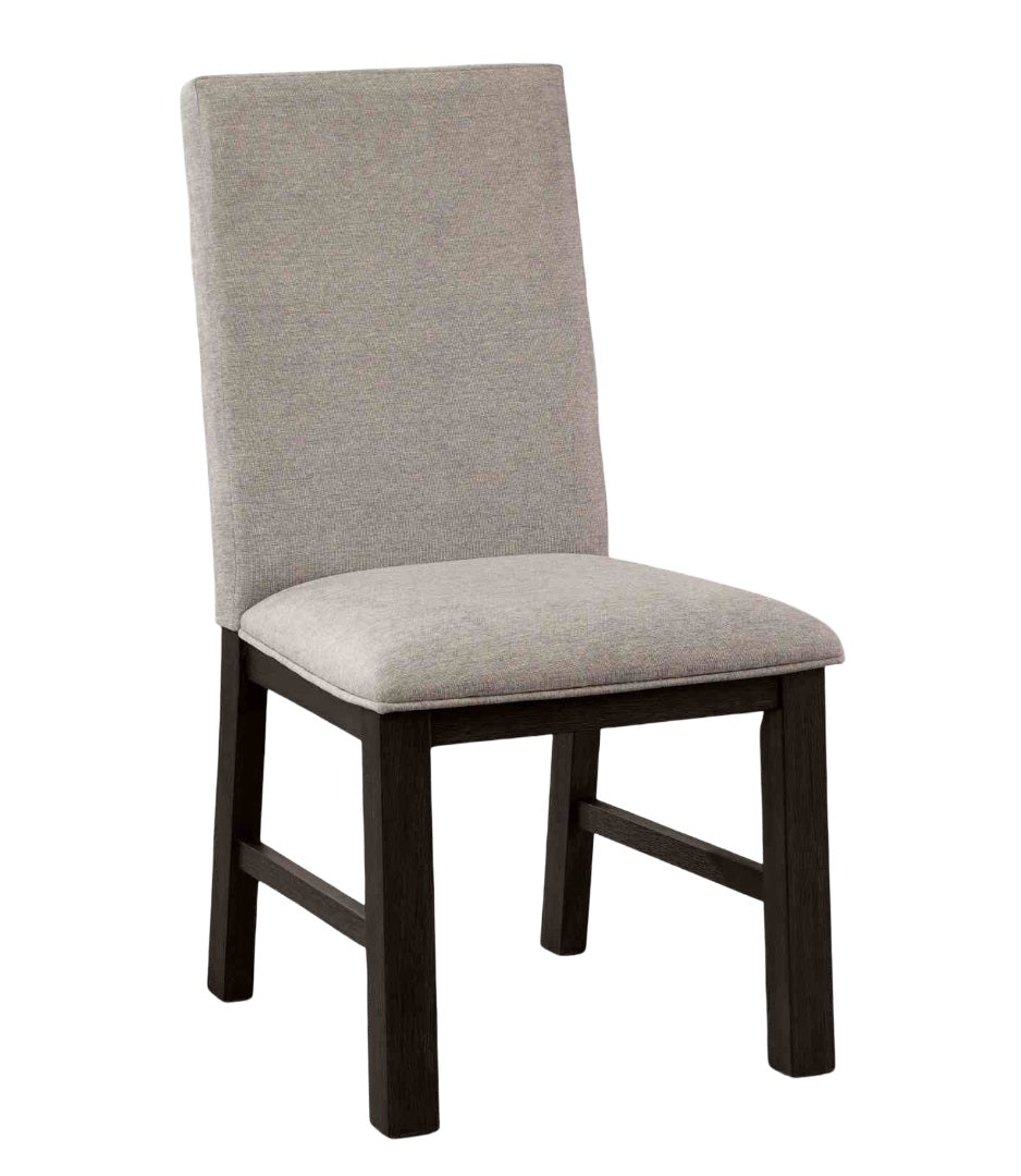 Transitional Style 2pc Side Chair Pleated Back Upholstered Seat Antique Black And Gray Finish Dining Room