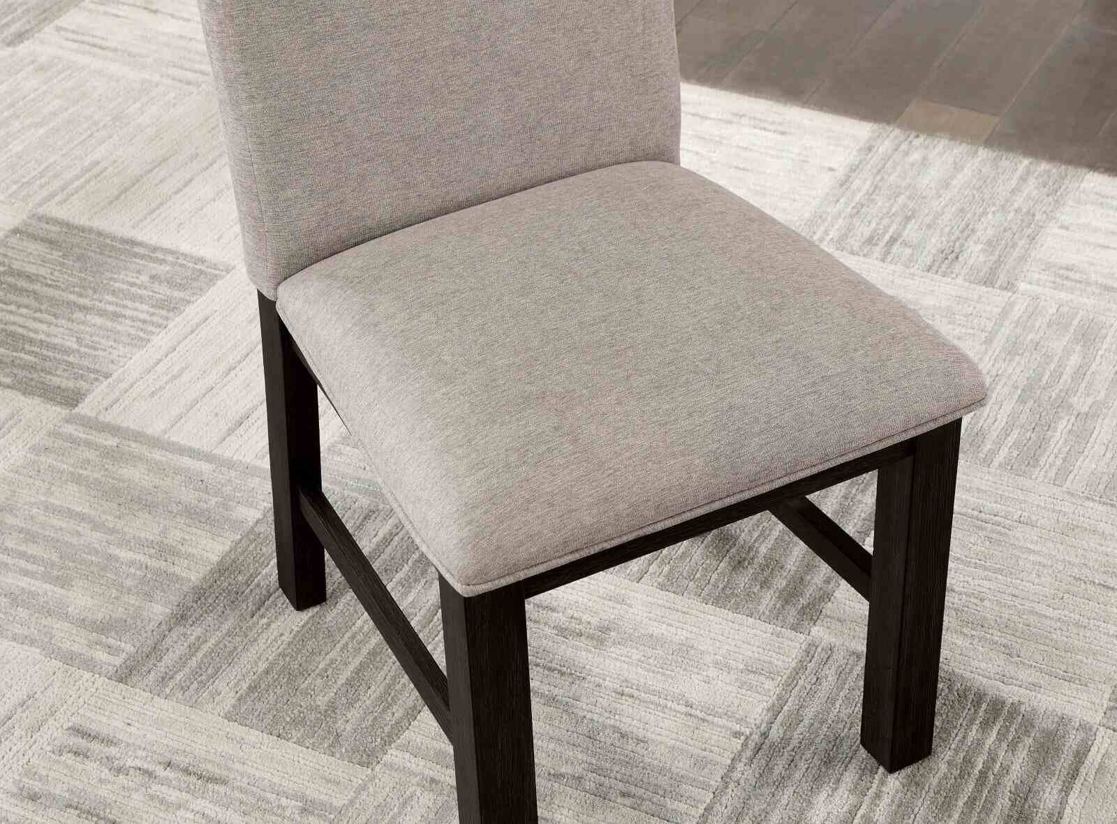 Transitional Style 2pc Side Chair Pleated Back Upholstered Seat Antique Black And Gray Finish Dining Room
