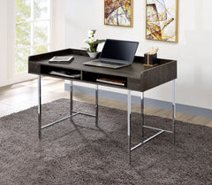 Modern Contemporary USB Supported Computer Desk With Drawer Space Providing Storage, Wood And Steel Construction
