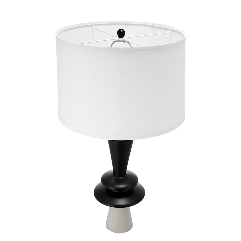 D15x26.7" Black Aluminum Table Lamp with Two Varying Disc Accents and White Shade(Lamp Shade Assembly Required)