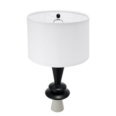 D15x26.7" Black Aluminum Table Lamp with Two Varying Disc Accents and White Shade(Lamp Shade Assembly Required)