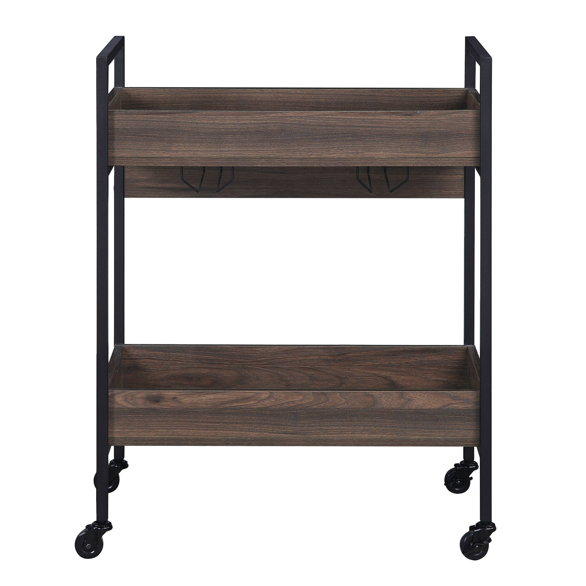 Jerrick Walnut & Black Finish Serving Cart
