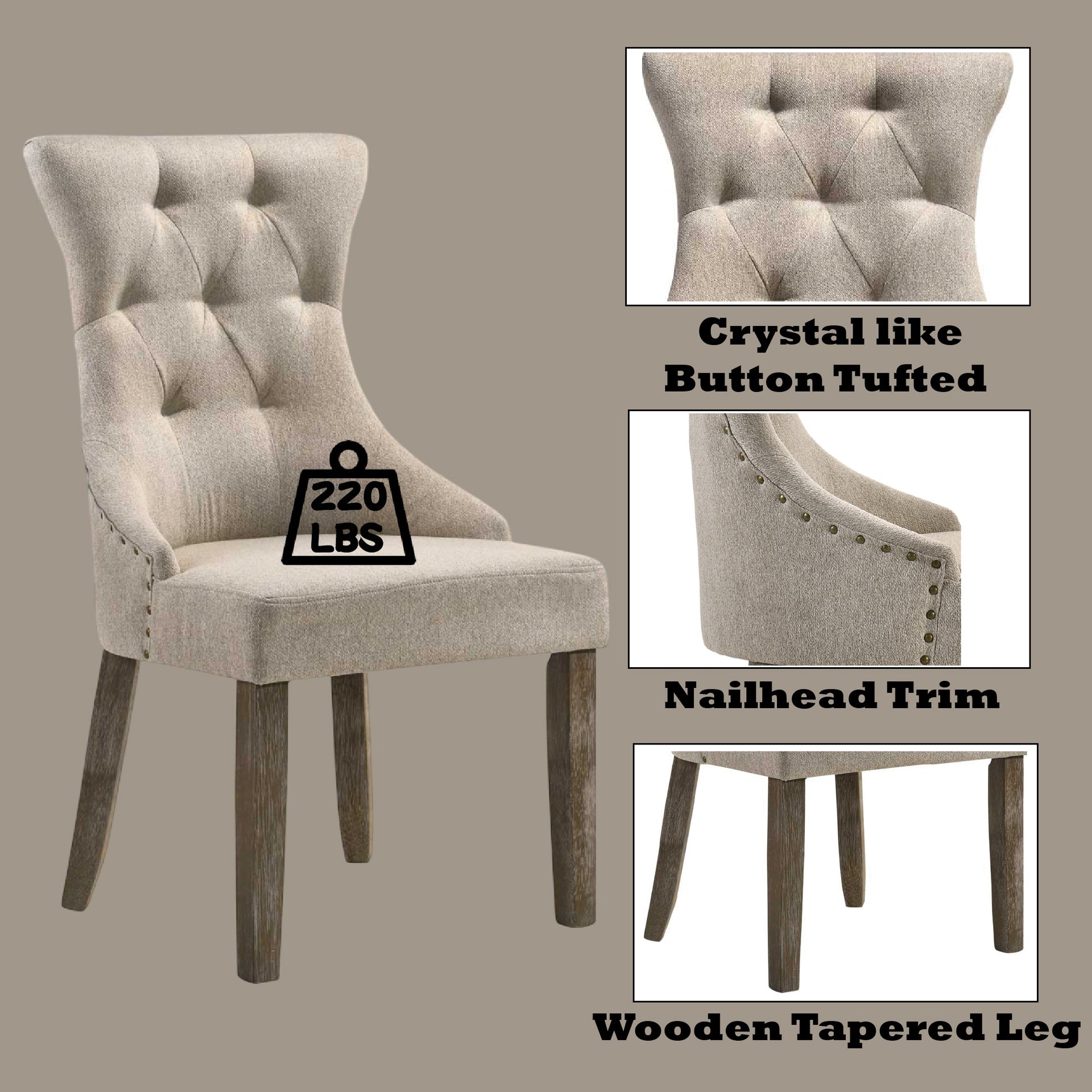 Gabrian Two-tone Beige Fabric & Reclaimed Gray Finish Side Chair (Set of 2)