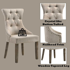 Gabrian Two-tone Beige Fabric & Reclaimed Gray Finish Side Chair (Set of 2)