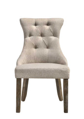 Gabrian Two-tone Beige Fabric & Reclaimed Gray Finish Side Chair (Set of 2)