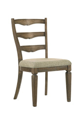 Parfield Light Brown Fabric & Weathered Oak Finish Side Chair (Set of 2)