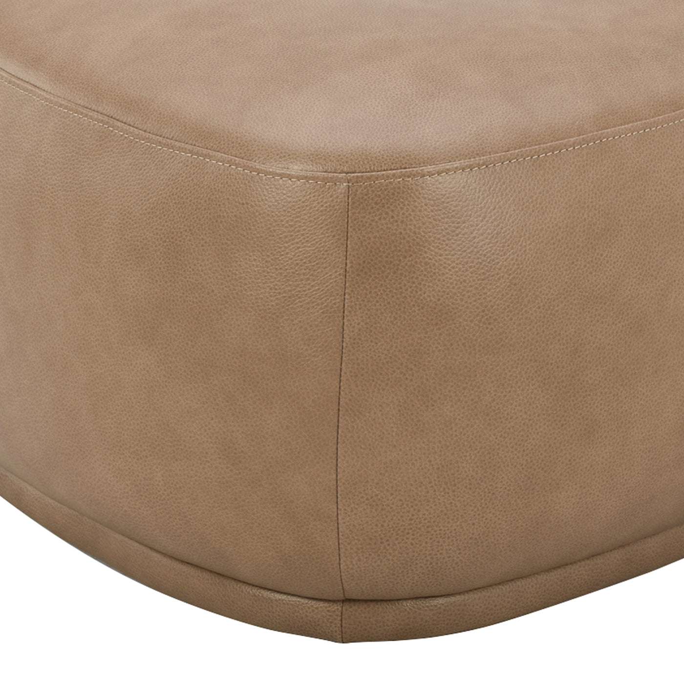 Pebble 44" Rounded Triangle Cocktail Ottoman, Tuscan Tan Brown Top Grain Leather