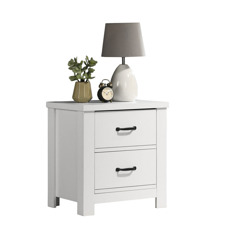 Cosmo 21.5"W White 2-Drawer Nightstand Bedside Table