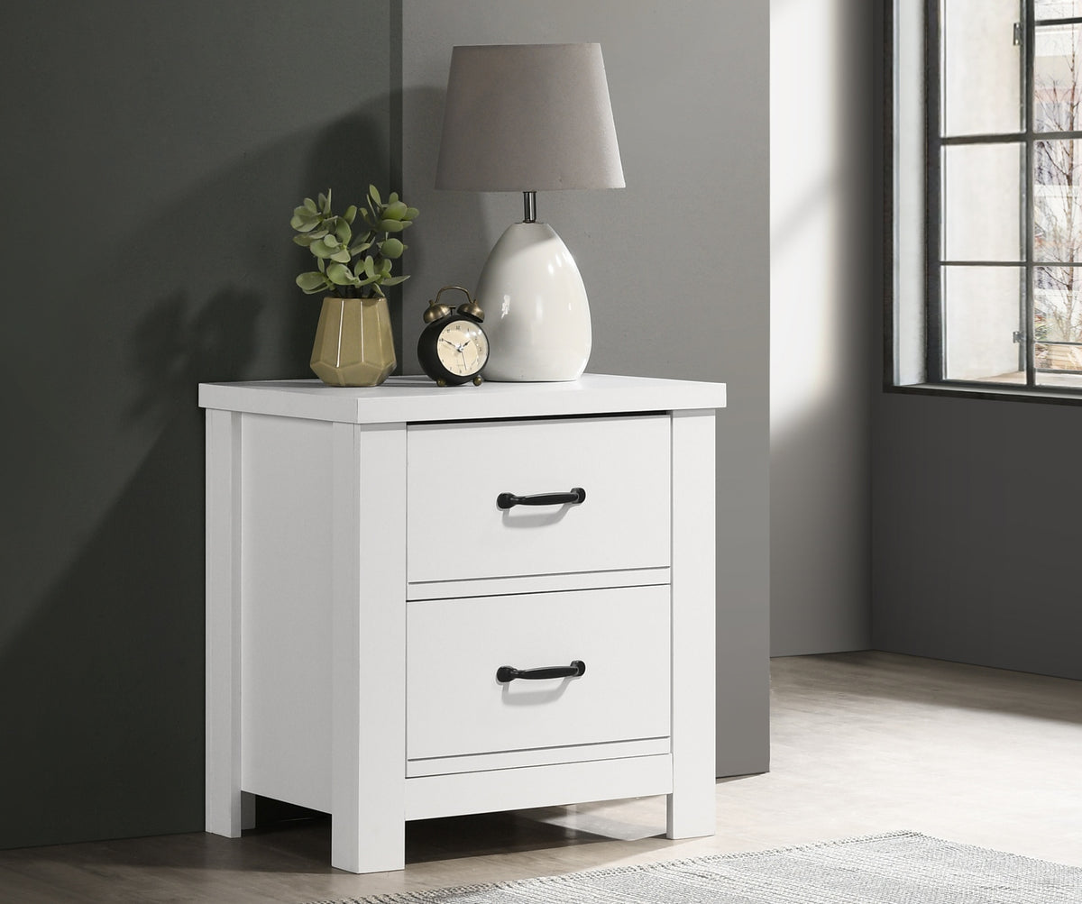 Cosmo 21.5"W White 2-Drawer Nightstand Bedside Table