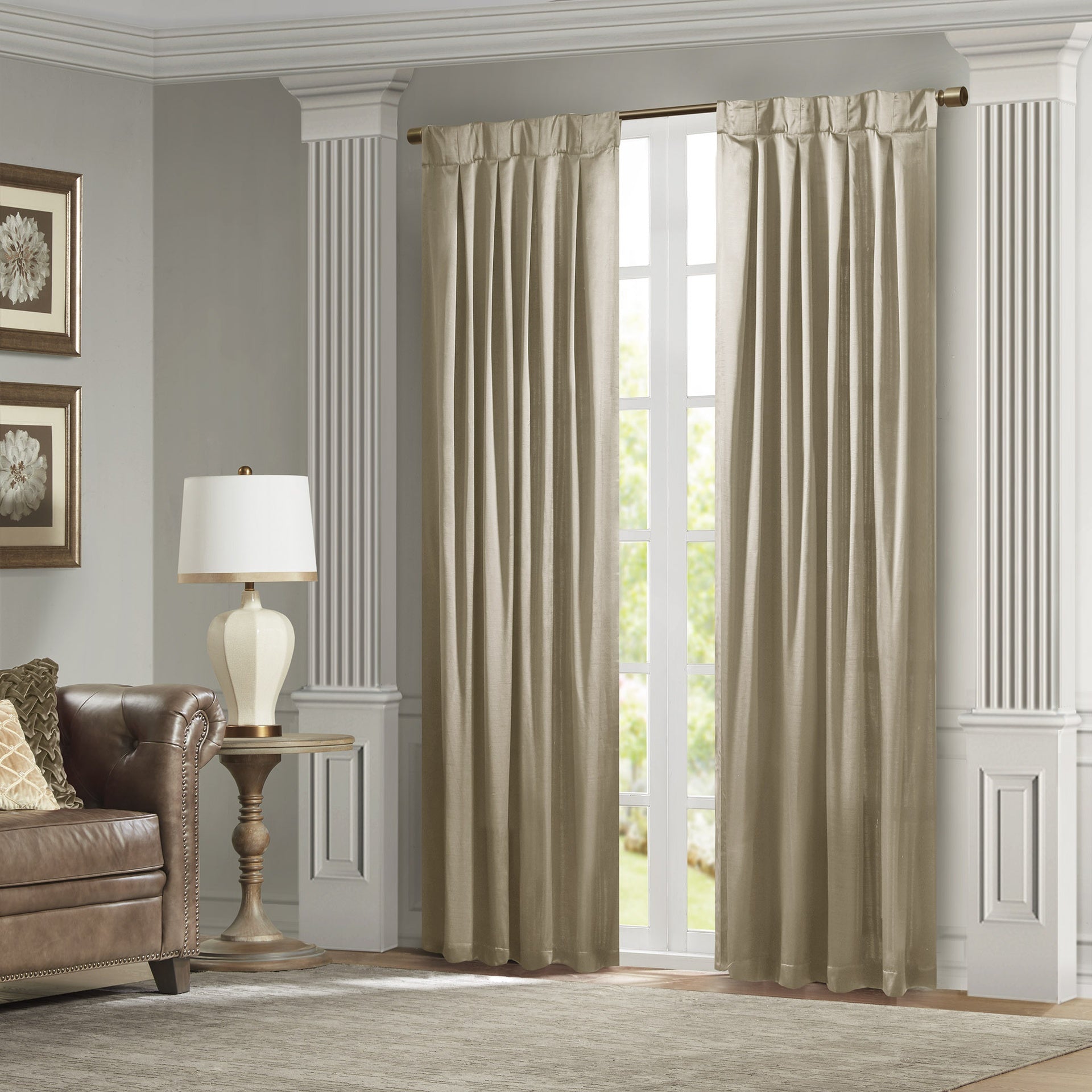 Pleat Curtain Panel with Tieback (Single) Champagne 52x84"