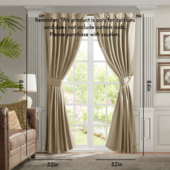 Pleat Curtain Panel with Tieback (Single) Champagne 52x84"