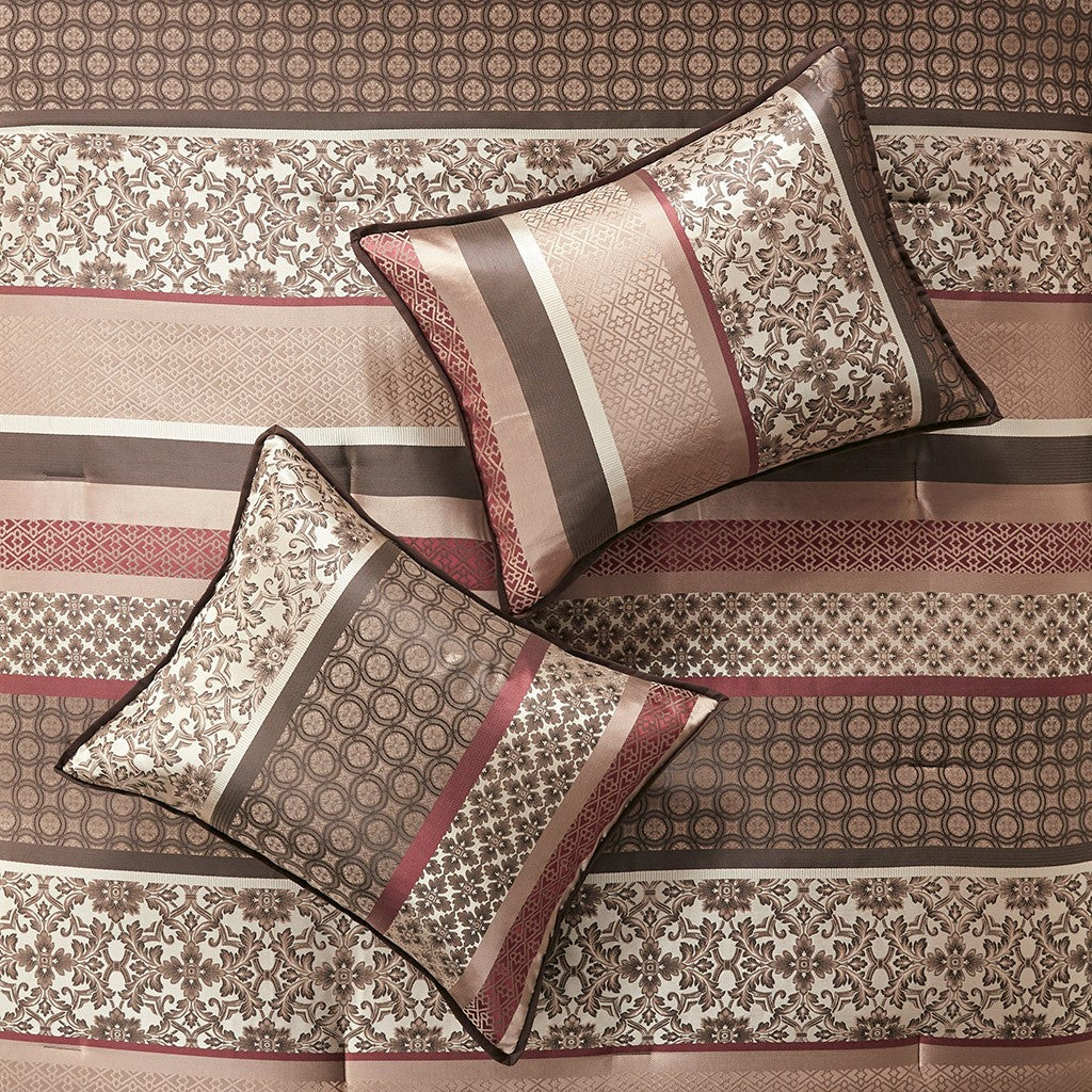 7 Piece Comforter Set Red Cal King