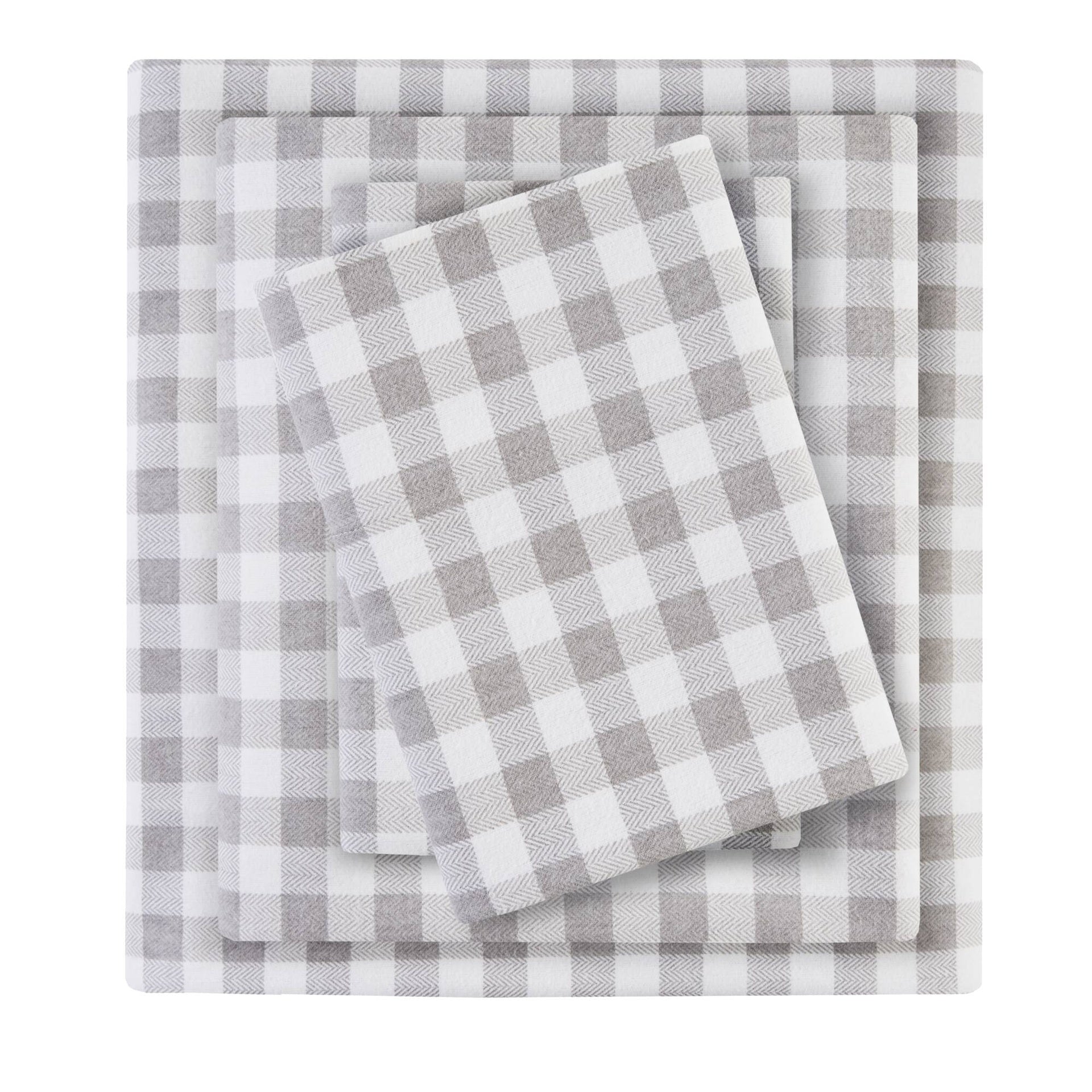 4 PCS Full Printed Sheet Set Gray Herringbone Check