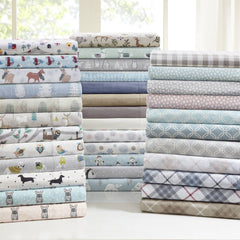 4 PCS Full Printed Sheet Set Gray Herringbone Check