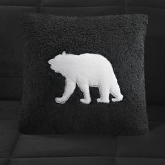 4-Piece King Plush to Sherpa Down Alternative Comforter Set,Black/Black