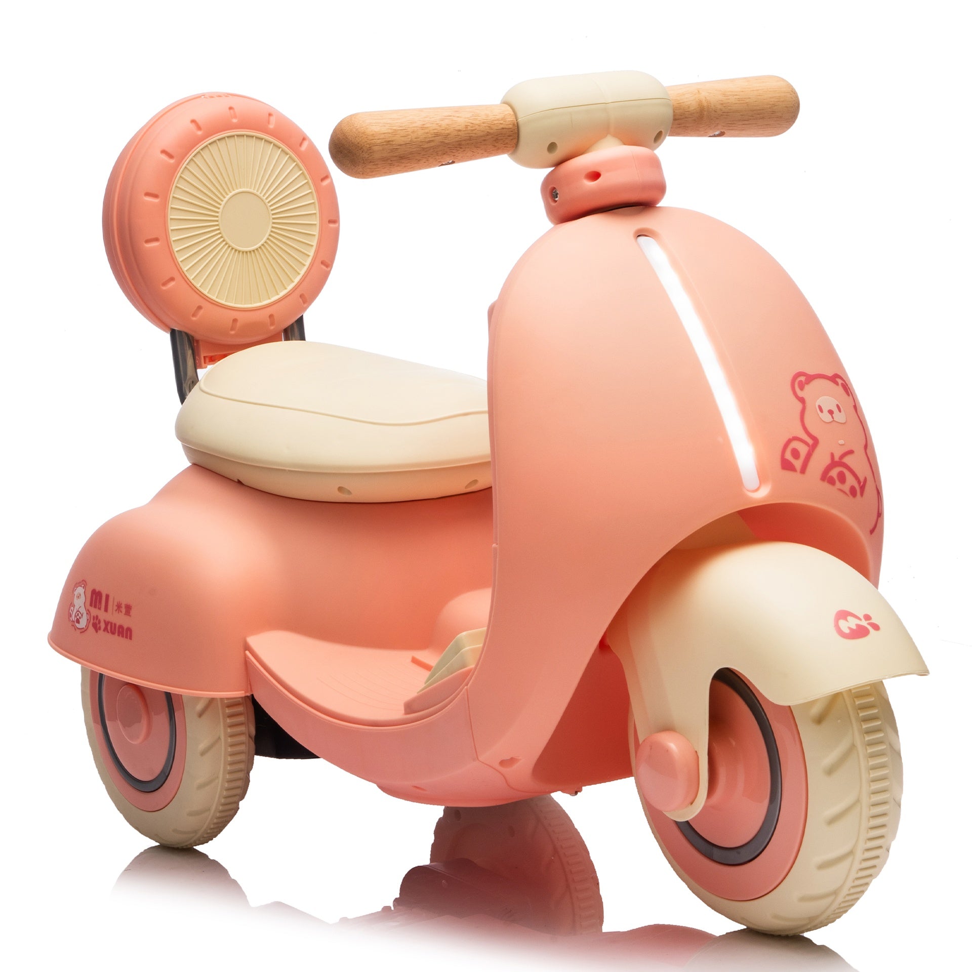 12V Kids Ride On Electric Motorcycle,Toddler Scooter W/Parents Control,Three-Wheel Stable Design,Special Wooden Handle,Smoother Output and Slow Start&Stop,More Suitable For 1-3 Years BABY's First Toy.