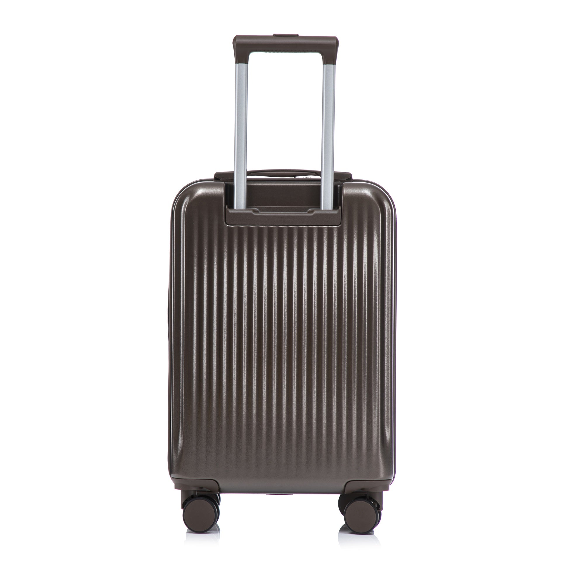 14"/20" 2 pcs/set in ABS Spinner Wheel Luggage, with Combination Lock and Front Opening Design, 14" Cosmetic Case (Brown)