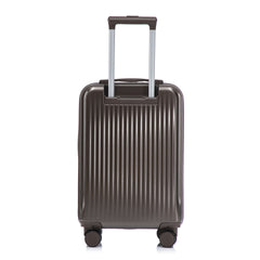 14"/20" 2 pcs/set in ABS Spinner Wheel Luggage, with Combination Lock and Front Opening Design, 14" Cosmetic Case (Brown)
