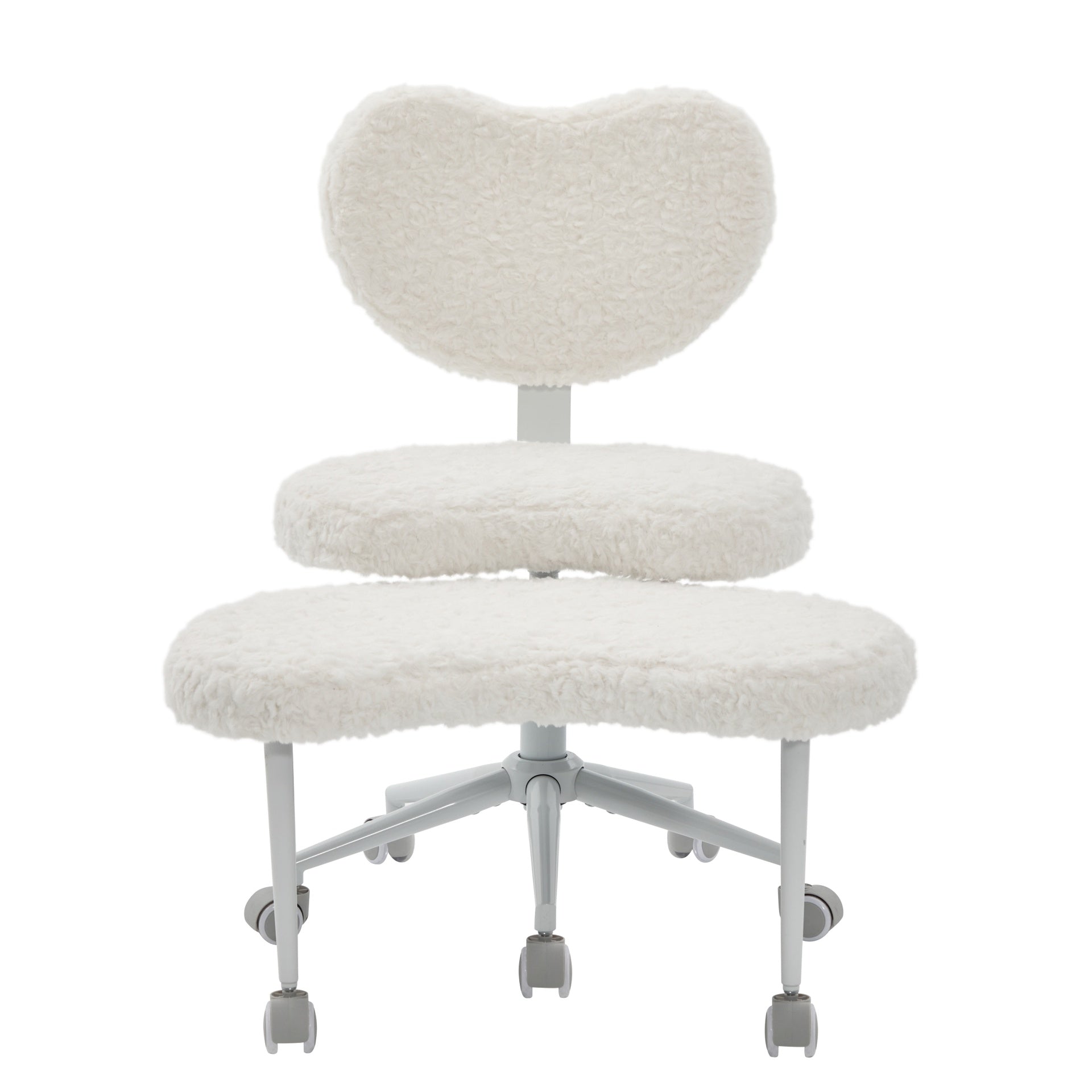 Artificial rabbit hair Meditation Chair Plus, Cross Legged Chair with Wheels, ADHD Chair, Criss Cross Desk Chair with Lumbar Support and Adjustable Stool, Flexible Design for Fidgety Sitters, Beige