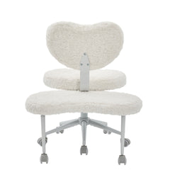 Artificial rabbit hair Meditation Chair Plus, Cross Legged Chair with Wheels, ADHD Chair, Criss Cross Desk Chair with Lumbar Support and Adjustable Stool, Flexible Design for Fidgety Sitters, Beige