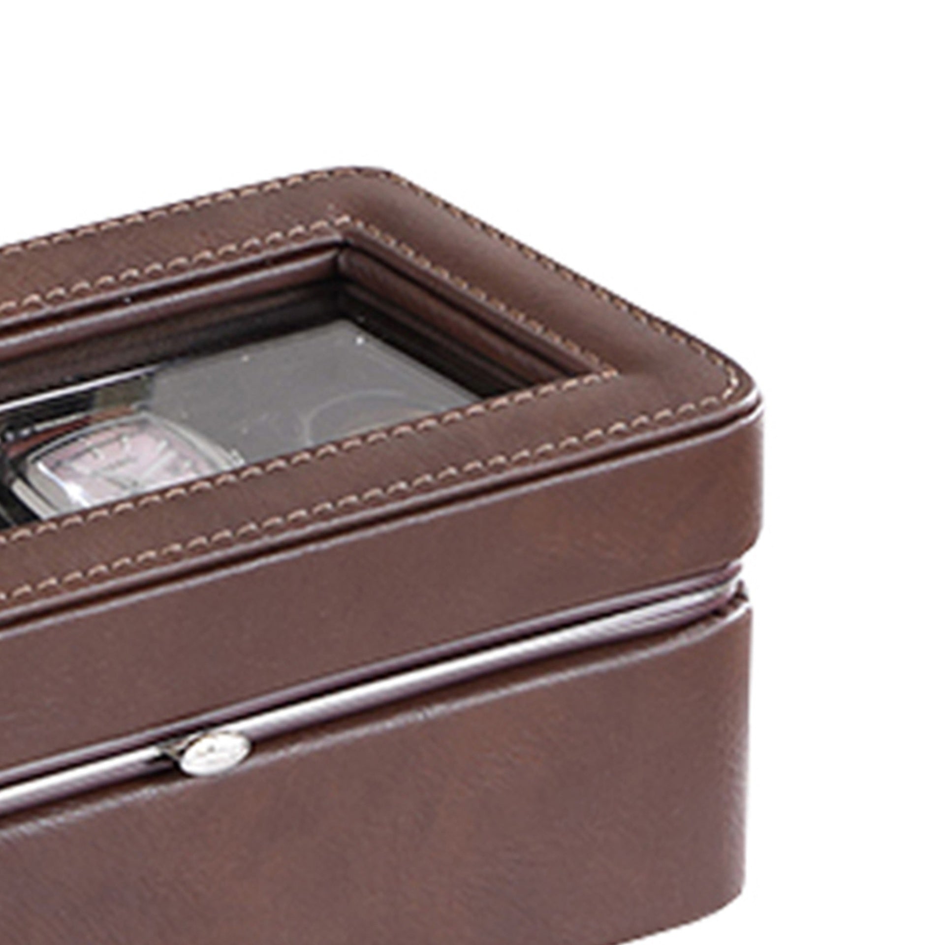 Watch Case with 4 Slots and Removable Cushions, Brown