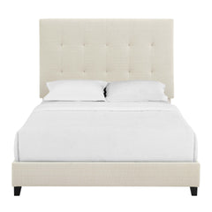 Queen Size Beige Tufted Upholstered Platform Bed