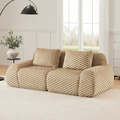 82" Modern Modular Sectional Sofa for Living Room,Flannelette Fabric,highly textured,Oversized 2-Seater Couch with Deep Seat,Buckle connection,Anti-slip Design,No Assembly,boneless sofa,Light Camel