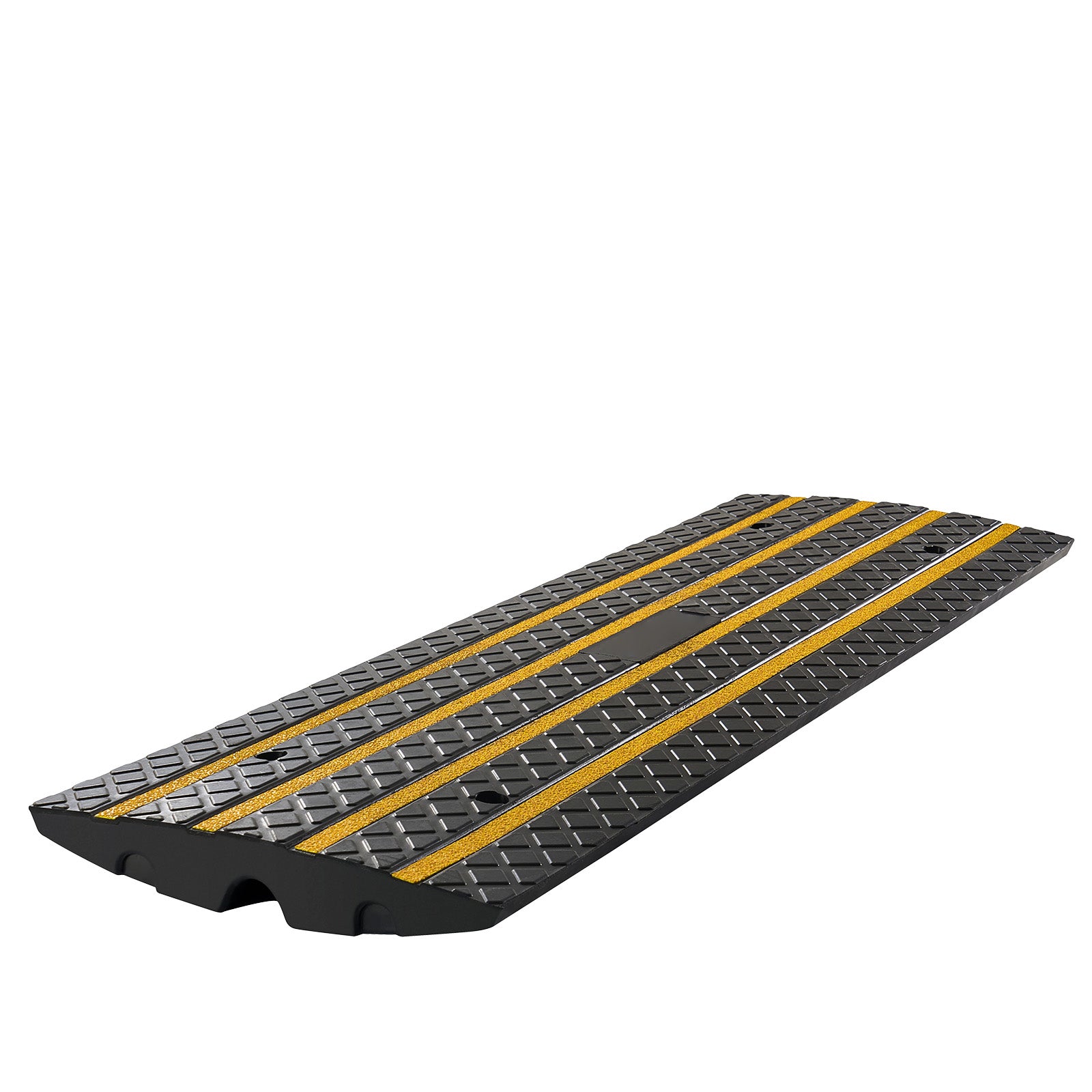 Car Driveway Rubber Curb Ramp, 33069 lbs Load Capacity, 2.6 inch Rise Curbside Bridge Ramp with Yellow Reflective Strips, Suitable for Loading Dock, Warehouse, Garage, Sidewalk (2 Pack)