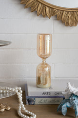 2.8x2.8x9.9" Rounded 45-Minute Hourglass with Shimmering Amber Finish and White Sand