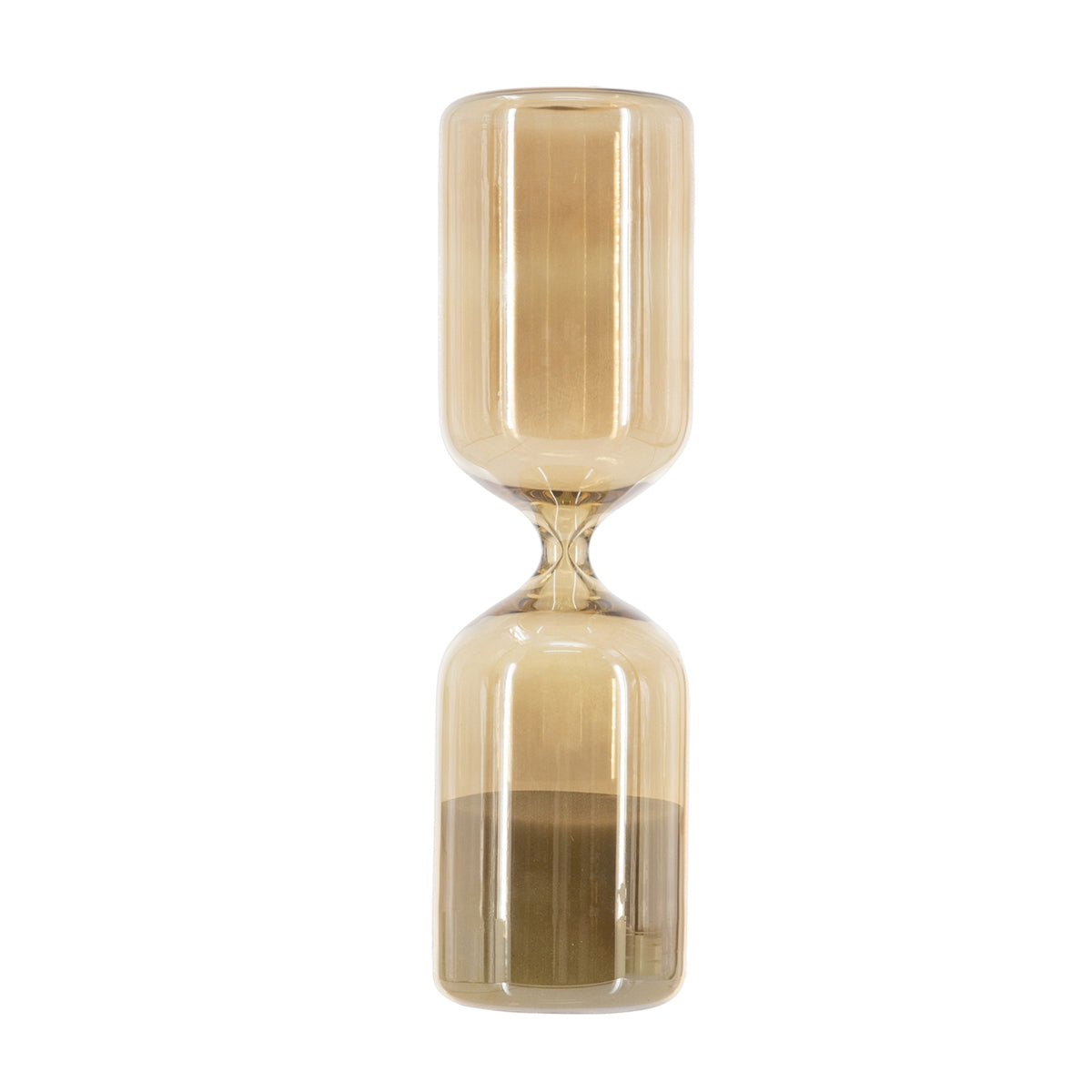2.8x2.8x9.9" Rounded 45-Minute Hourglass with Shimmering Amber Finish and White Sand