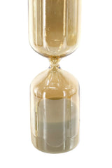 2.8x2.8x9.9" Rounded 45-Minute Hourglass with Shimmering Amber Finish and White Sand