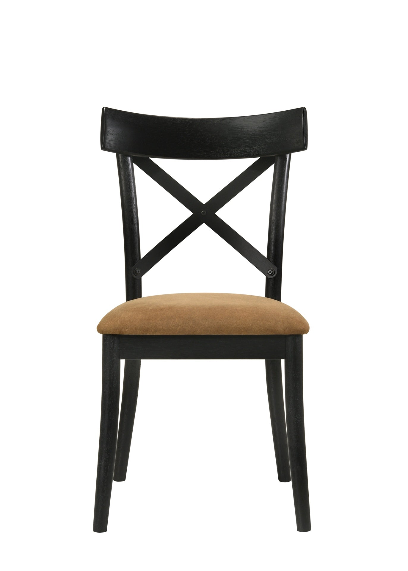 Hillary Brown Leather Aire, Walnut & Black Finish Side Chair (Set of 2)
