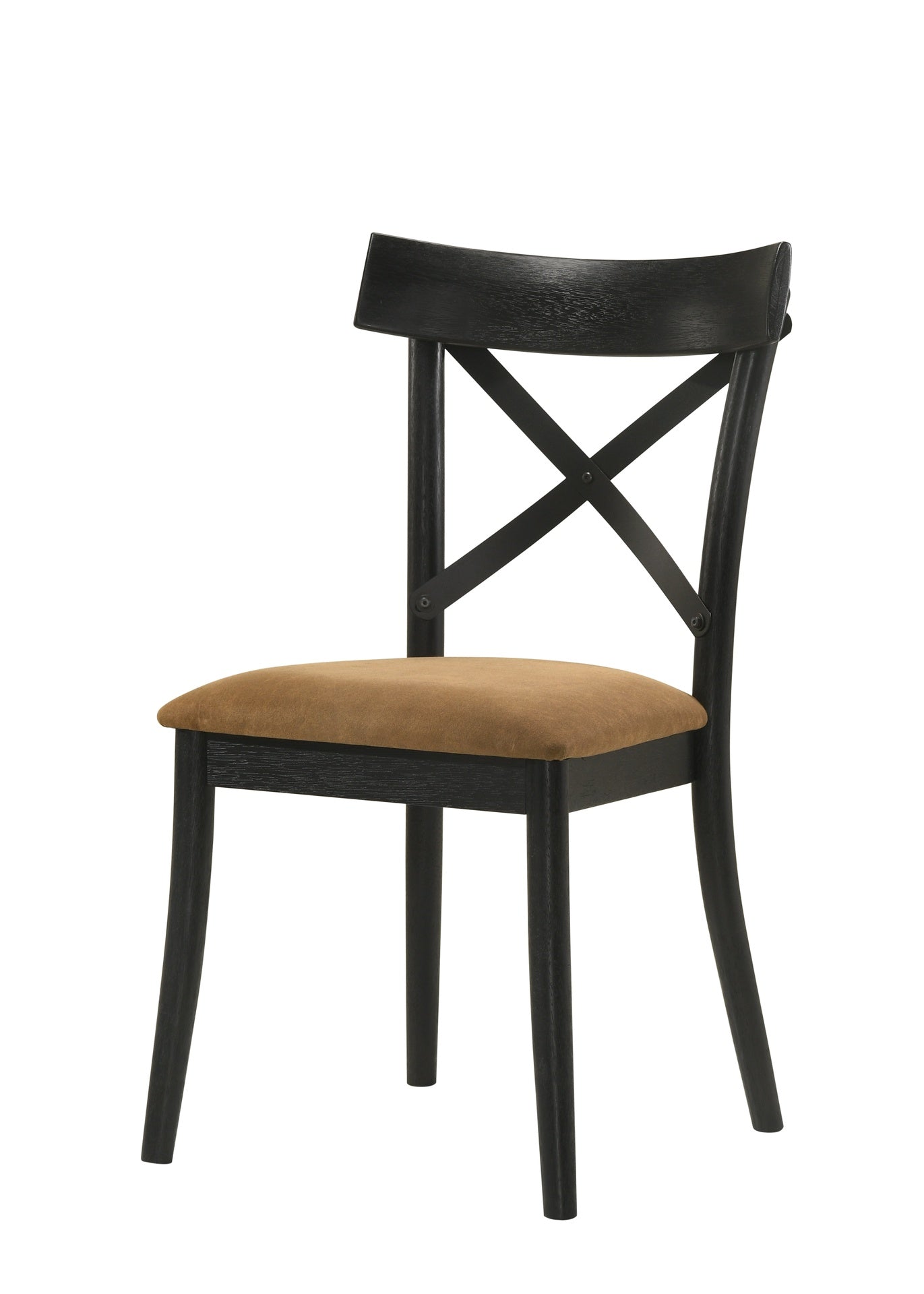 Hillary Brown Leather Aire, Walnut & Black Finish Side Chair (Set of 2)