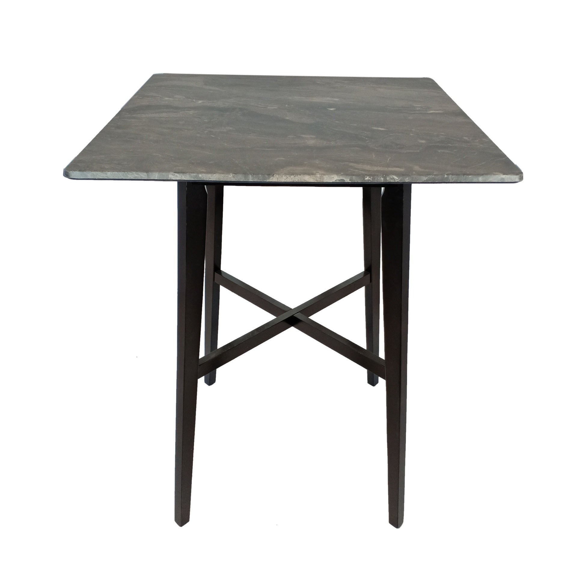 Modern Bar Height 42" Dining Table, Rubberwood Legs and Laminate Table Top, Paladina Marble Finish, Black