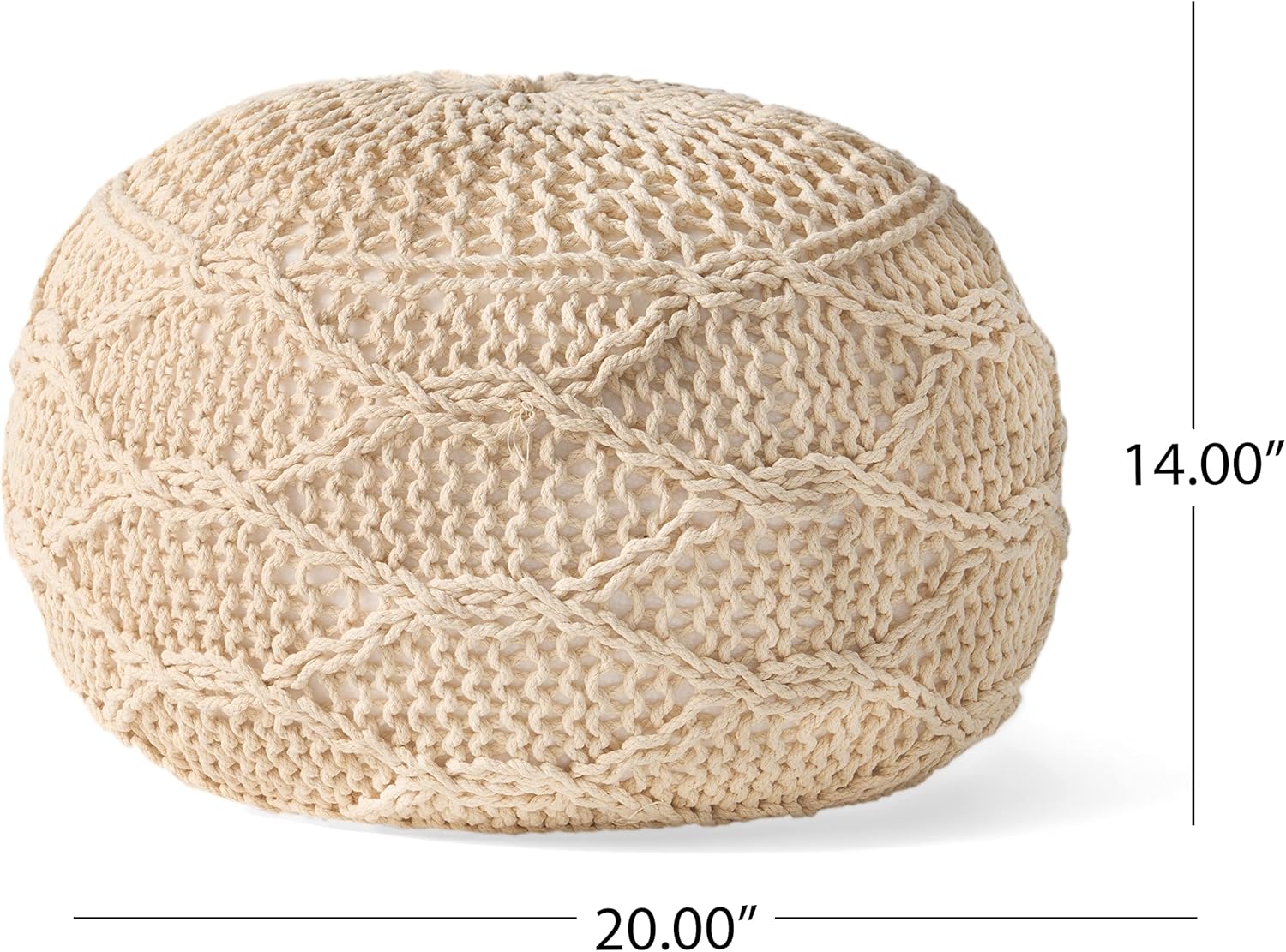 Malibu Knitted Wool 20 x 20 Round Pouf
