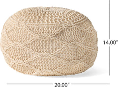 Malibu Knitted Wool 20 x 20 Round Pouf
