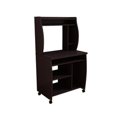 Microwave cart computer cart utility cart with hutch shelves spice rack mobile on locking castors red cocoa espresso