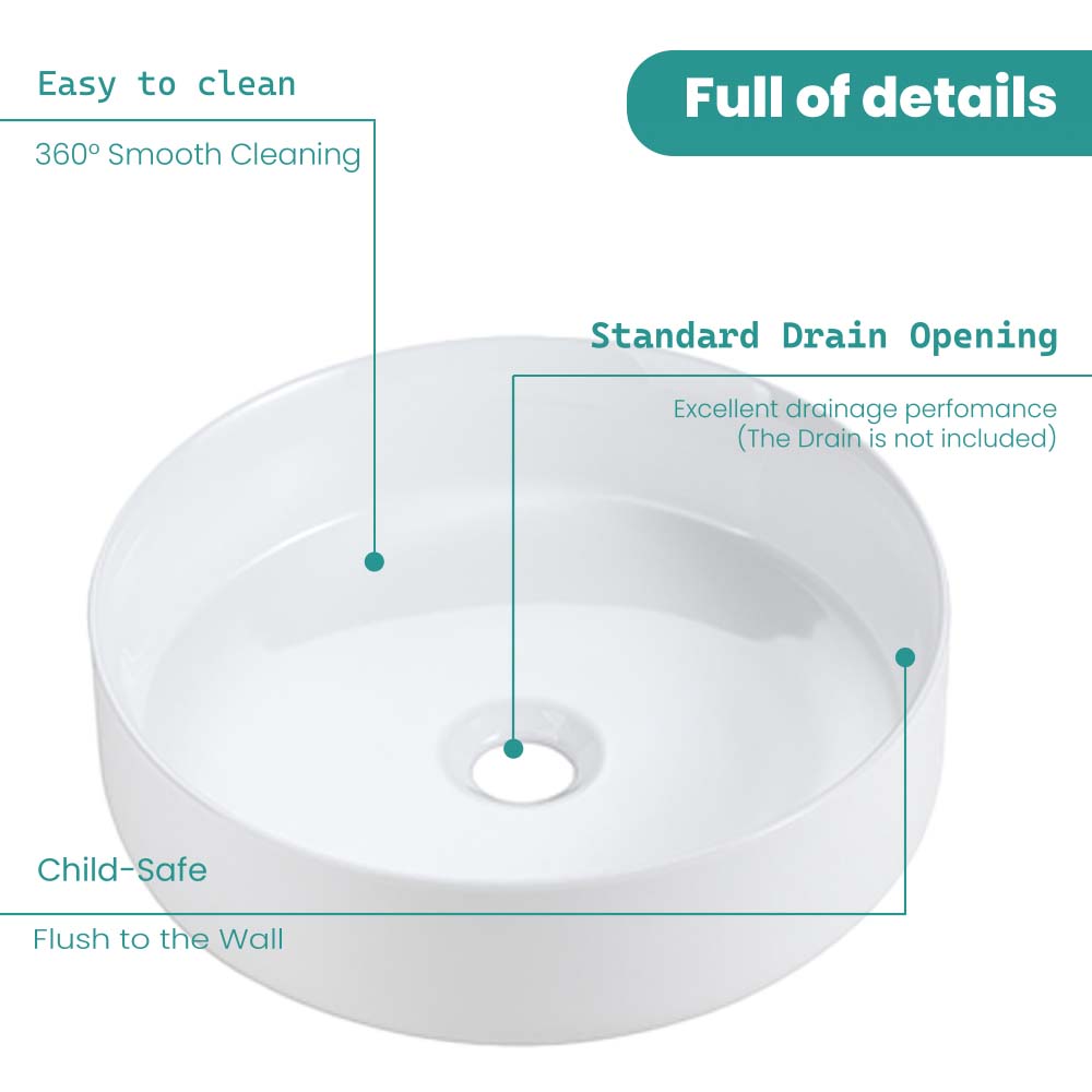 BB16-16A-101, Integrated White Ceramic Basin, Drain NOT Included