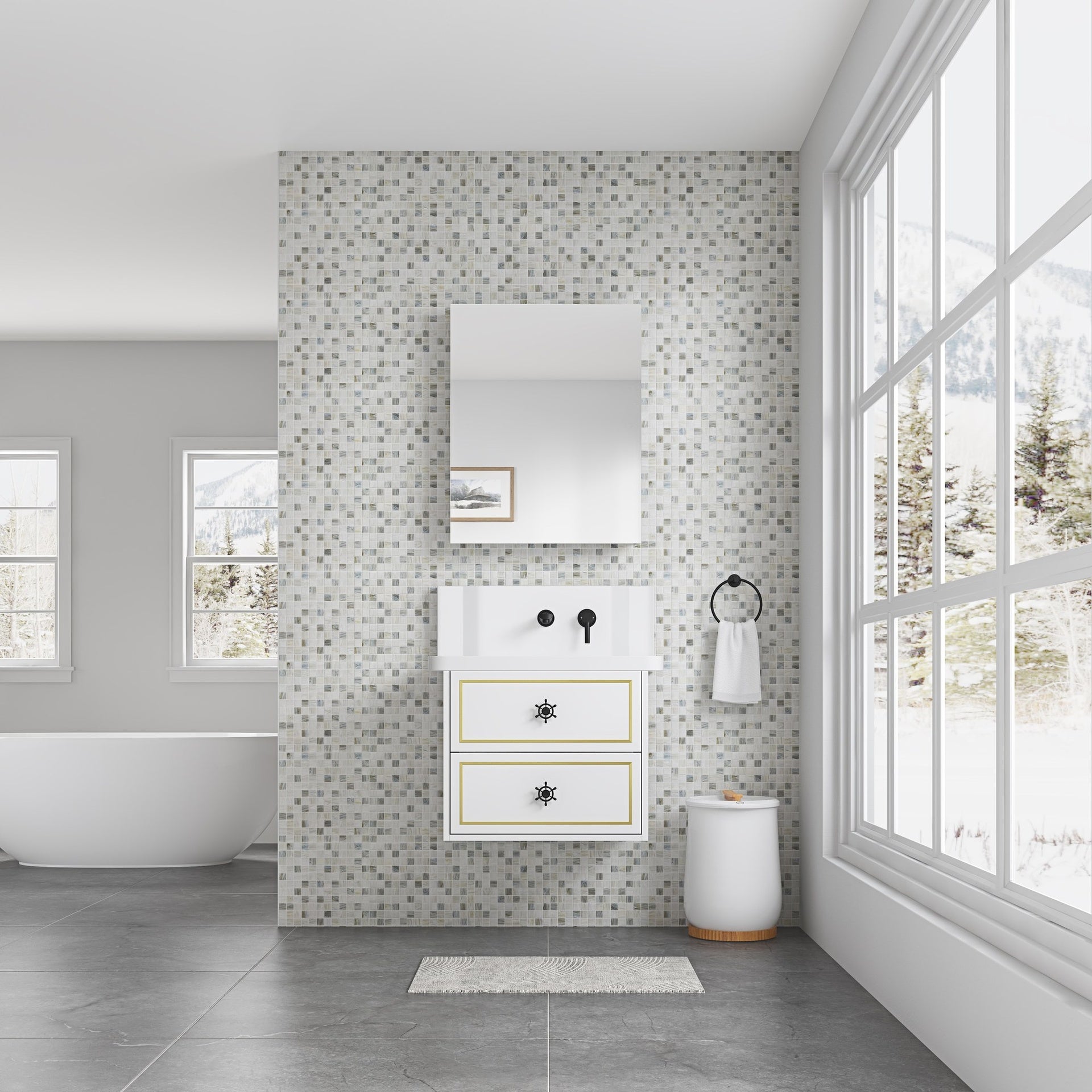 24'' W x 30'' H Surface Frameless Mirror Medicine Cabinet, Beveled Mirror Edges Bathroom Medicine Cabinet, Right opening door