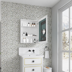 24'' W x 30'' H Surface Frameless Mirror Medicine Cabinet, Beveled Mirror Edges Bathroom Medicine Cabinet, Right opening door