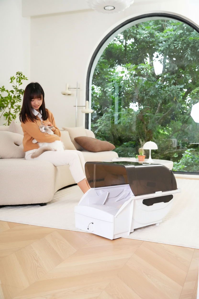 Smart Cat Litter Box Cat Litter Box Wide Opening With Hood