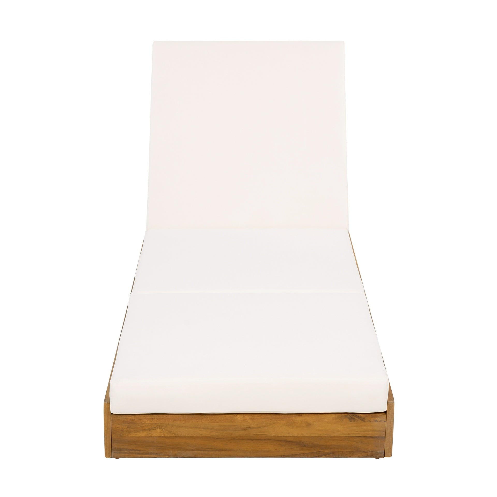 LOUNGE CHAISE SET, ACACIA SOLID WOOD WITH LOUNGE CUSHION (CREAM & TRIPLE FOLD) - MATCHING DARK GREY VERSION AVAILABLE