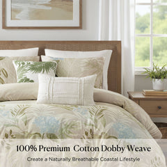 6-Piece Queen Oversized Cotton Comforter Set with Throw Pillow