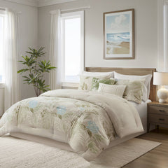 6-Piece Queen Oversized Cotton Comforter Set with Throw Pillow