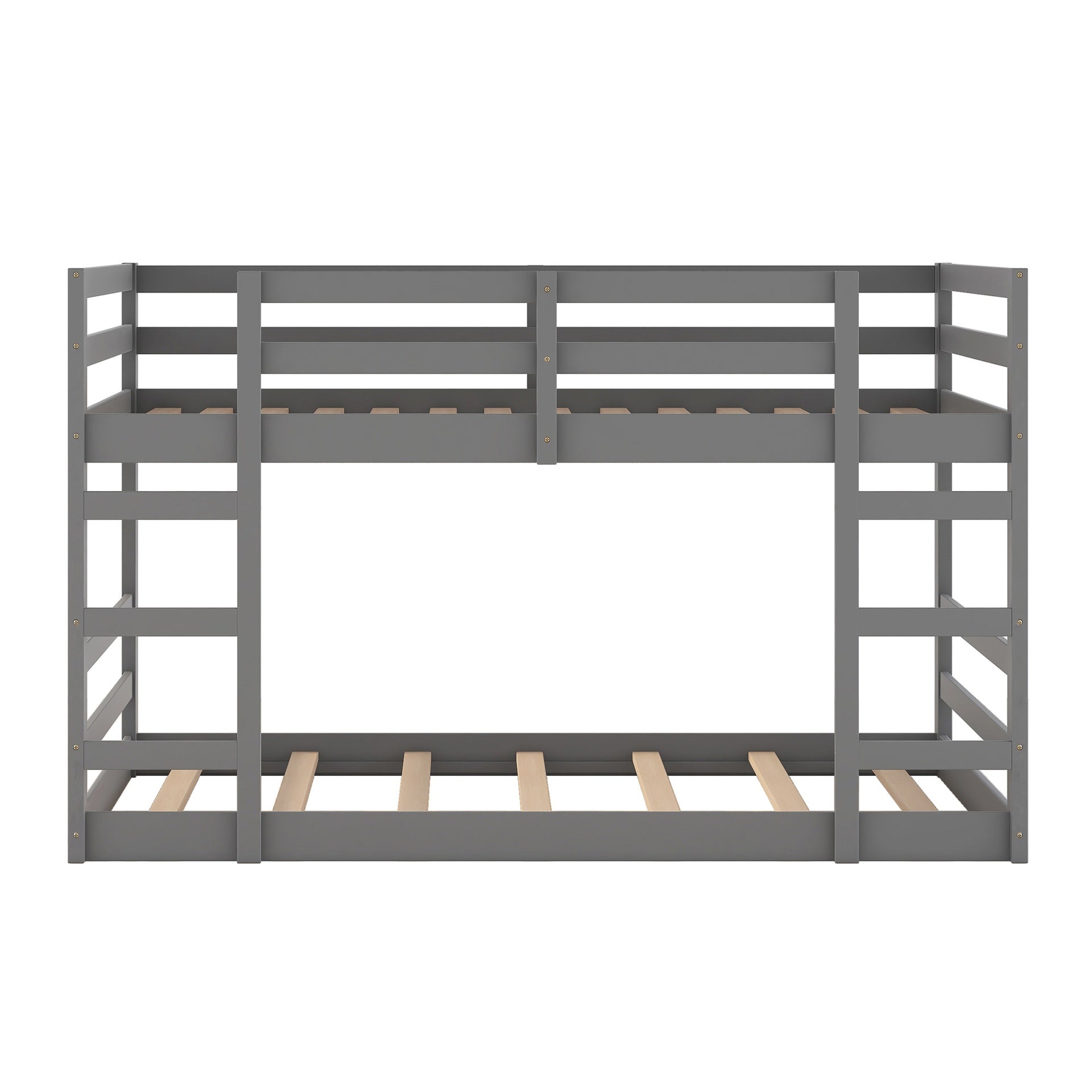 Twin Over Twin Bunk Bed with Ladder, Gray