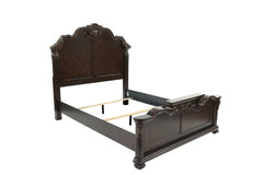 Traditional Style Eastern King Size Bed 1pc Bun Feet Carved Details Tall Headboard Antique Cherry Finish Bedroom Furniture