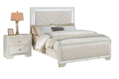 Contemporary Style 1pc Eastern King Size Upholstered Headboard And Footboard Built In LED Lights Bedroom Furniture