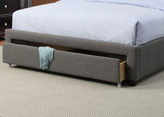 Modern Bedroom Furniture Grey Polyfiber 1pc Full Size Bed Tufted Headboard Storage Drawer Footboard