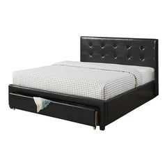Bedroom Furniture Black Under Storage Bed FB 1pc Full Size Bed Faux Leather Upholstered Tufted Headboard